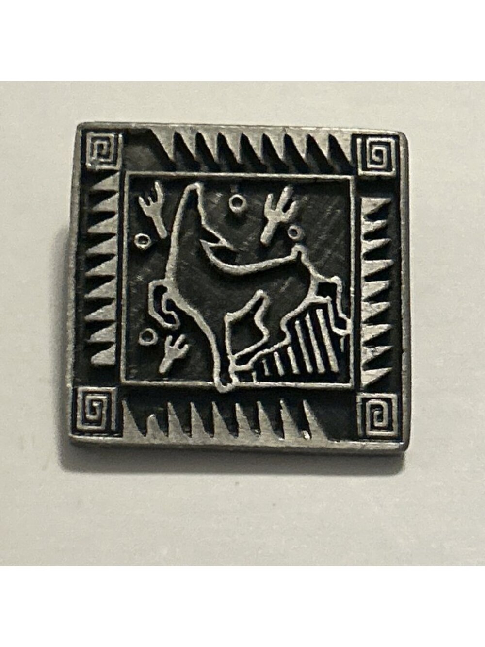 Coyote Wolf Square Heiroglyphic Pewter Bolo Tie Collectible Southwestern Arizona